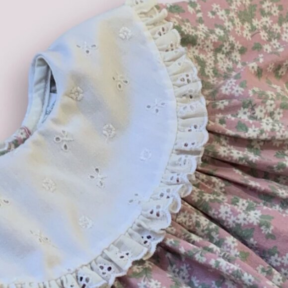 Vintage Toddler Baby Girl Floral Pink White Spring 12M Blouse - Picture 3 of 4